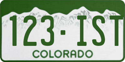 CO license plate 123IST