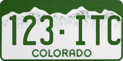CO license plate 123ITC
