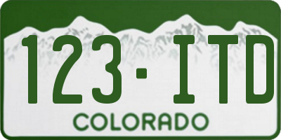 CO license plate 123ITD