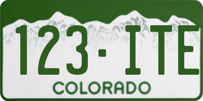 CO license plate 123ITE