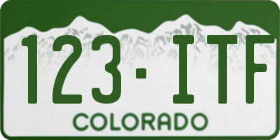 CO license plate 123ITF