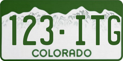 CO license plate 123ITG