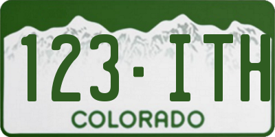 CO license plate 123ITH