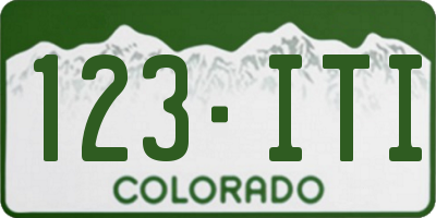 CO license plate 123ITI