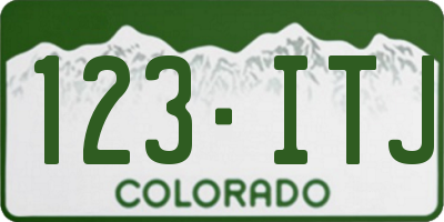 CO license plate 123ITJ