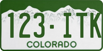 CO license plate 123ITK