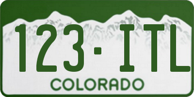 CO license plate 123ITL