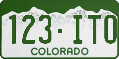 CO license plate 123ITO