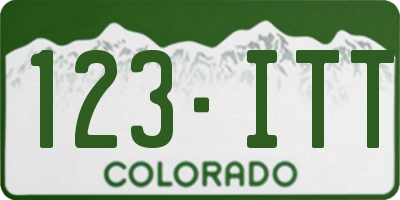 CO license plate 123ITT
