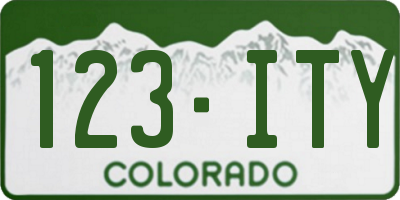 CO license plate 123ITY