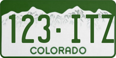 CO license plate 123ITZ