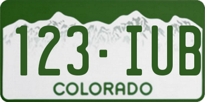 CO license plate 123IUB