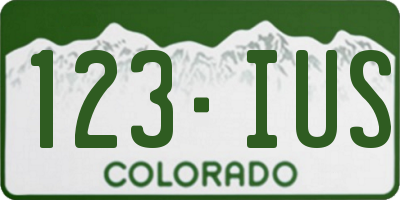 CO license plate 123IUS