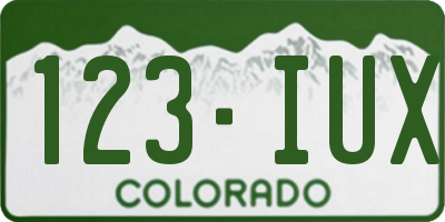 CO license plate 123IUX