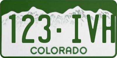 CO license plate 123IVH