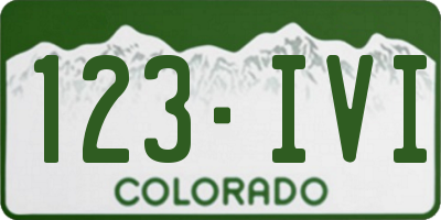 CO license plate 123IVI