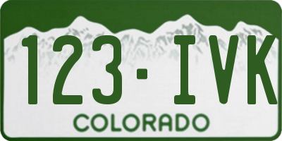 CO license plate 123IVK