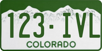 CO license plate 123IVL