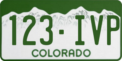 CO license plate 123IVP
