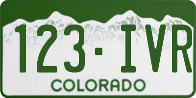 CO license plate 123IVR