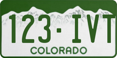 CO license plate 123IVT