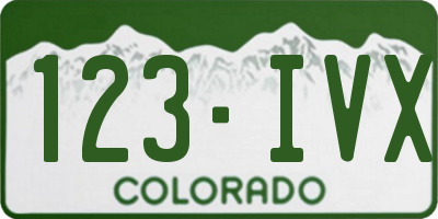 CO license plate 123IVX