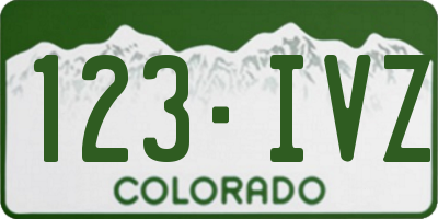 CO license plate 123IVZ