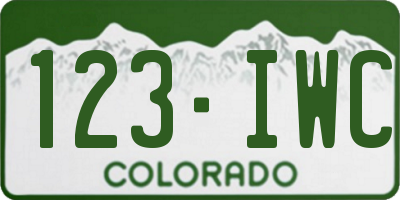CO license plate 123IWC