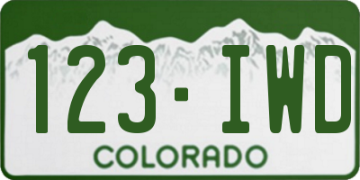 CO license plate 123IWD
