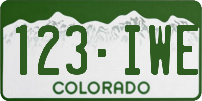 CO license plate 123IWE
