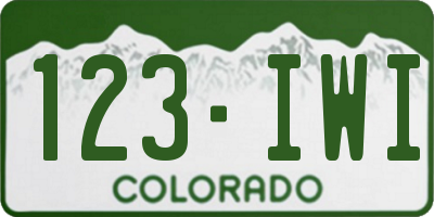 CO license plate 123IWI