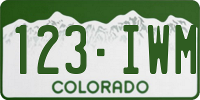 CO license plate 123IWM