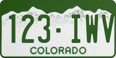 CO license plate 123IWV
