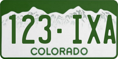 CO license plate 123IXA
