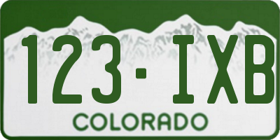 CO license plate 123IXB