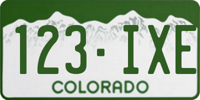 CO license plate 123IXE