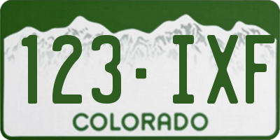 CO license plate 123IXF