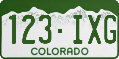 CO license plate 123IXG