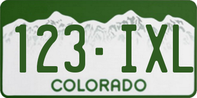 CO license plate 123IXL
