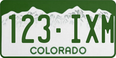 CO license plate 123IXM