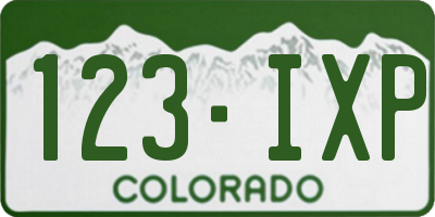 CO license plate 123IXP