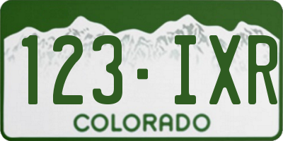 CO license plate 123IXR