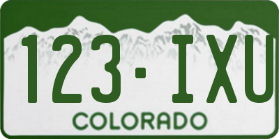 CO license plate 123IXU