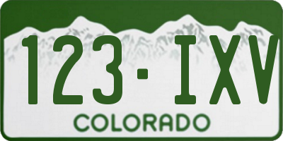 CO license plate 123IXV
