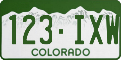 CO license plate 123IXW