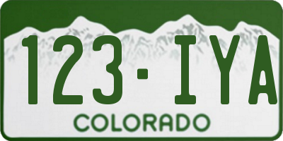 CO license plate 123IYA