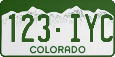 CO license plate 123IYC