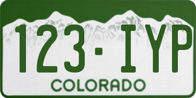 CO license plate 123IYP
