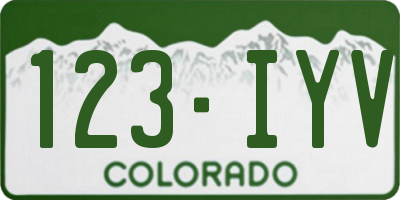 CO license plate 123IYV