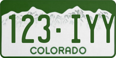 CO license plate 123IYY
